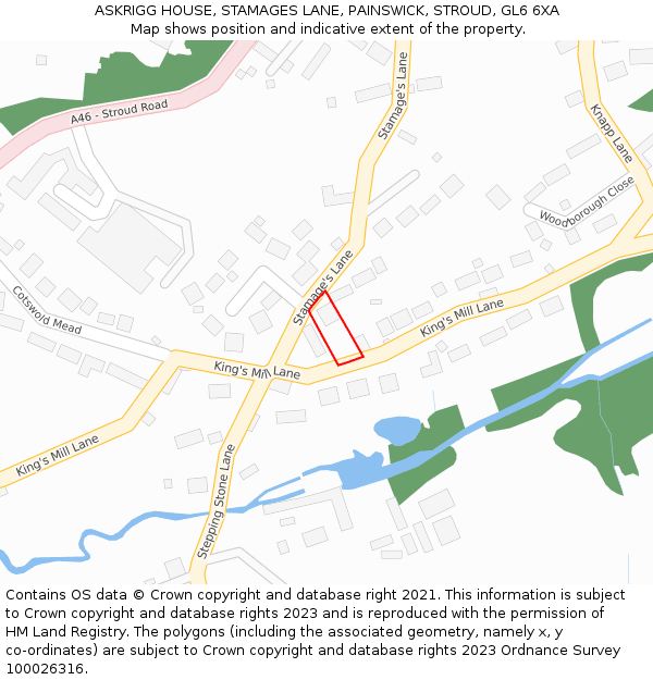 ASKRIGG HOUSE, STAMAGES LANE, PAINSWICK, STROUD, GL6 6XA: Location map and indicative extent of plot