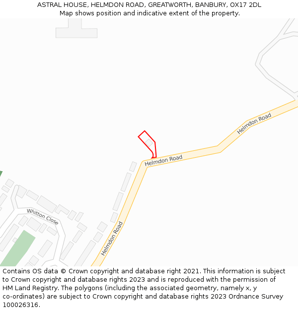 ASTRAL HOUSE, HELMDON ROAD, GREATWORTH, BANBURY, OX17 2DL: Location map and indicative extent of plot