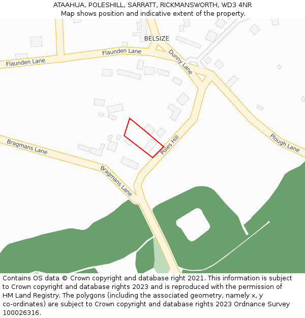 ATAAHUA, POLESHILL, SARRATT, RICKMANSWORTH, WD3 4NR: Location map and indicative extent of plot