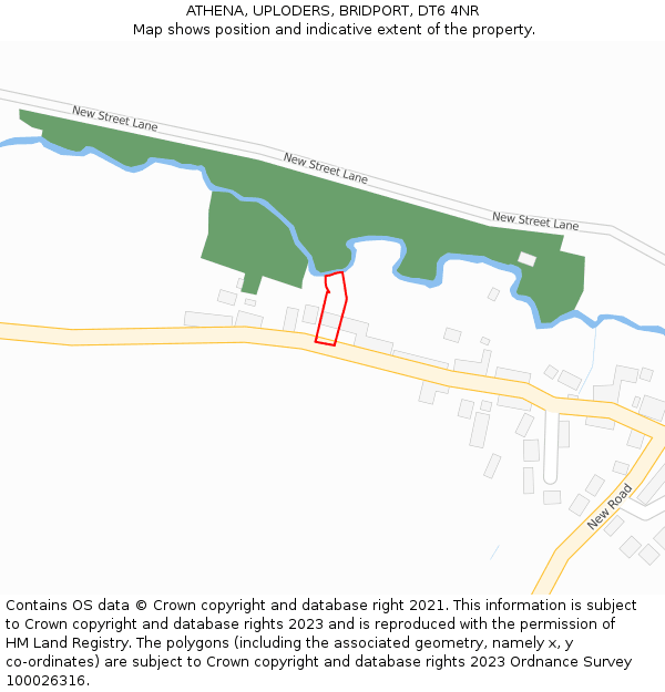 ATHENA, UPLODERS, BRIDPORT, DT6 4NR: Location map and indicative extent of plot