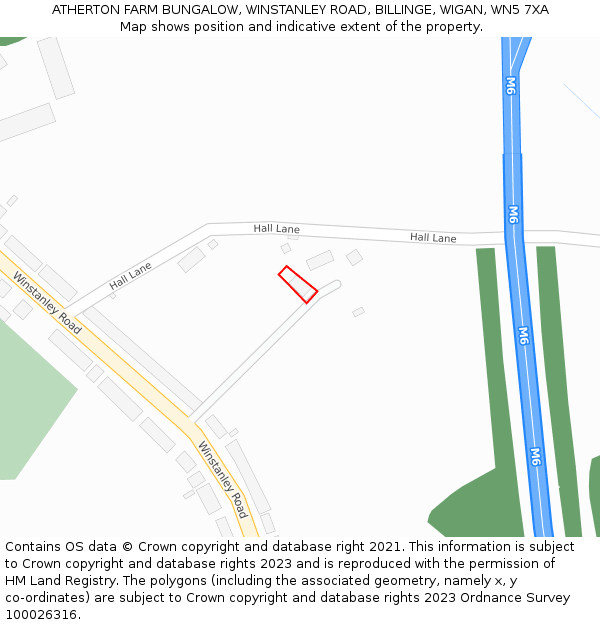 ATHERTON FARM BUNGALOW, WINSTANLEY ROAD, BILLINGE, WIGAN, WN5 7XA: Location map and indicative extent of plot