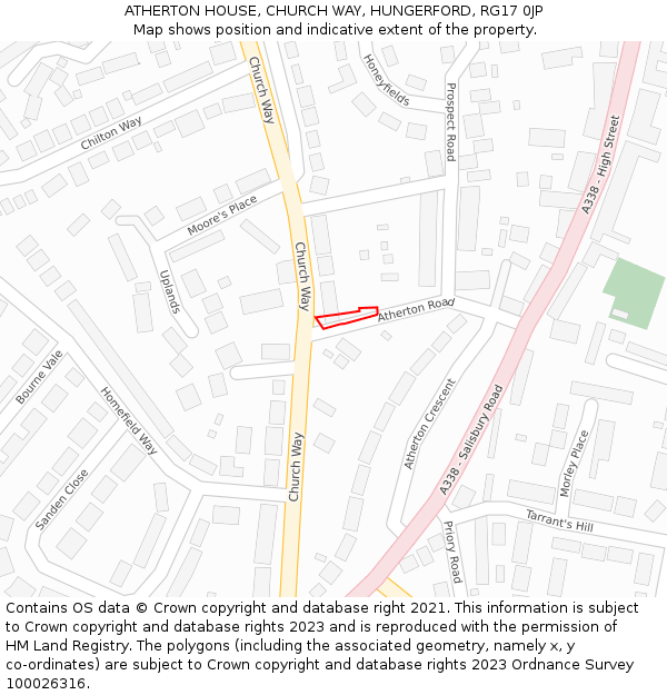 ATHERTON HOUSE, CHURCH WAY, HUNGERFORD, RG17 0JP: Location map and indicative extent of plot