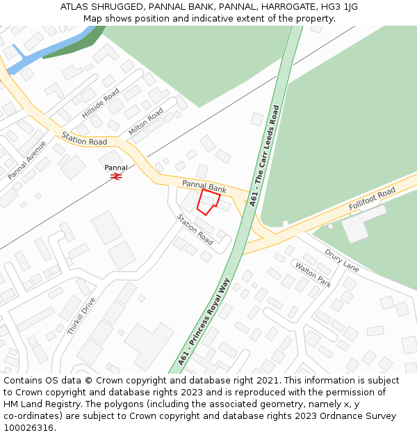 ATLAS SHRUGGED, PANNAL BANK, PANNAL, HARROGATE, HG3 1JG: Location map and indicative extent of plot