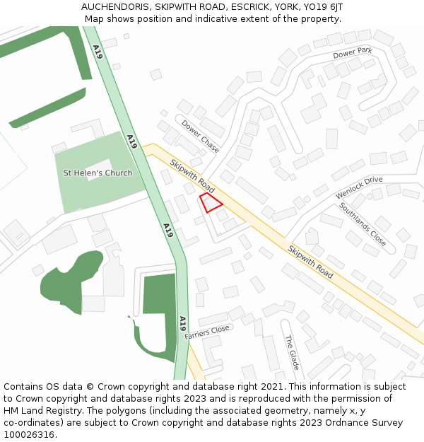 AUCHENDORIS, SKIPWITH ROAD, ESCRICK, YORK, YO19 6JT: Location map and indicative extent of plot