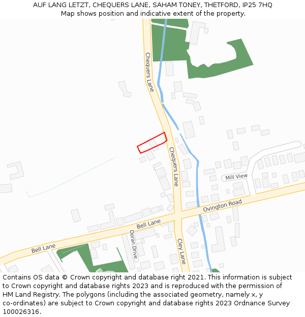 AUF LANG LETZT, CHEQUERS LANE, SAHAM TONEY, THETFORD, IP25 7HQ: Location map and indicative extent of plot