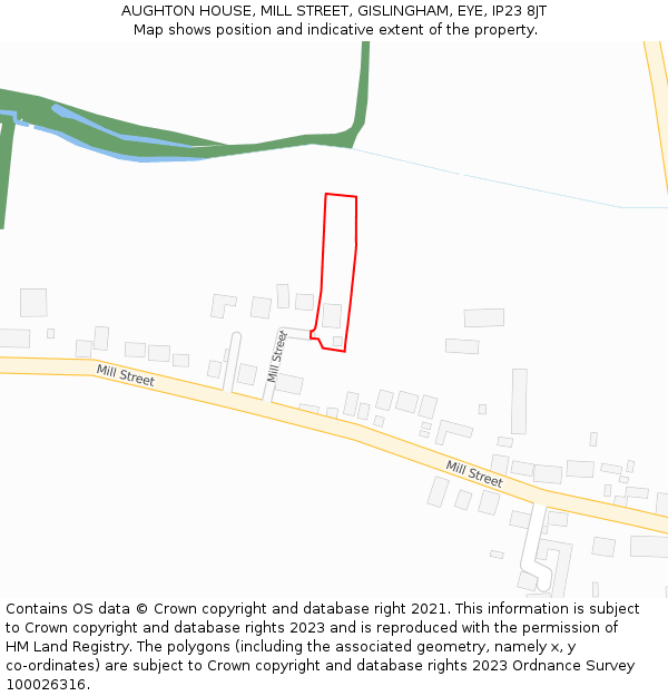 AUGHTON HOUSE, MILL STREET, GISLINGHAM, EYE, IP23 8JT: Location map and indicative extent of plot