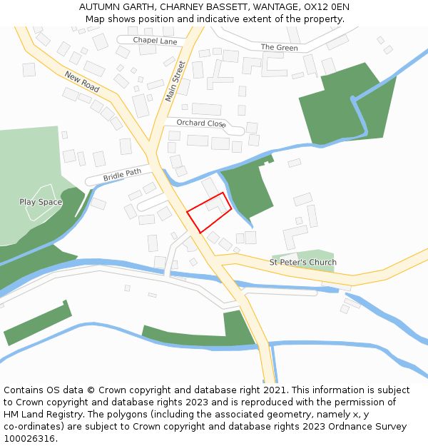 AUTUMN GARTH, CHARNEY BASSETT, WANTAGE, OX12 0EN: Location map and indicative extent of plot