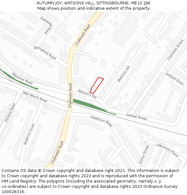 AUTUMN JOY, WATSONS HILL, SITTINGBOURNE, ME10 2JW: Location map and indicative extent of plot