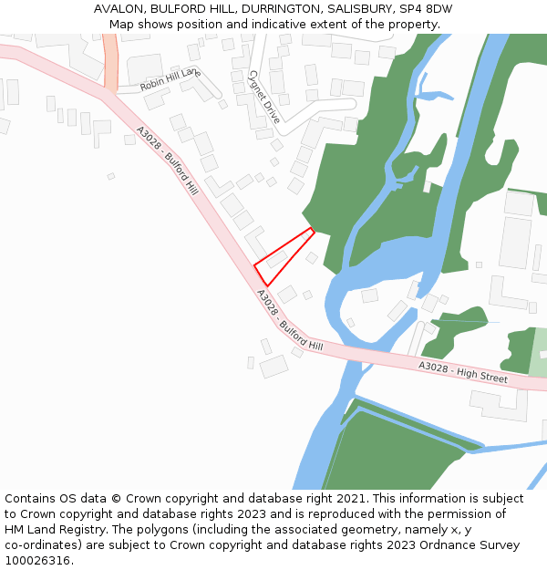 AVALON, BULFORD HILL, DURRINGTON, SALISBURY, SP4 8DW: Location map and indicative extent of plot