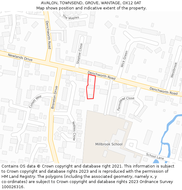 AVALON, TOWNSEND, GROVE, WANTAGE, OX12 0AT: Location map and indicative extent of plot