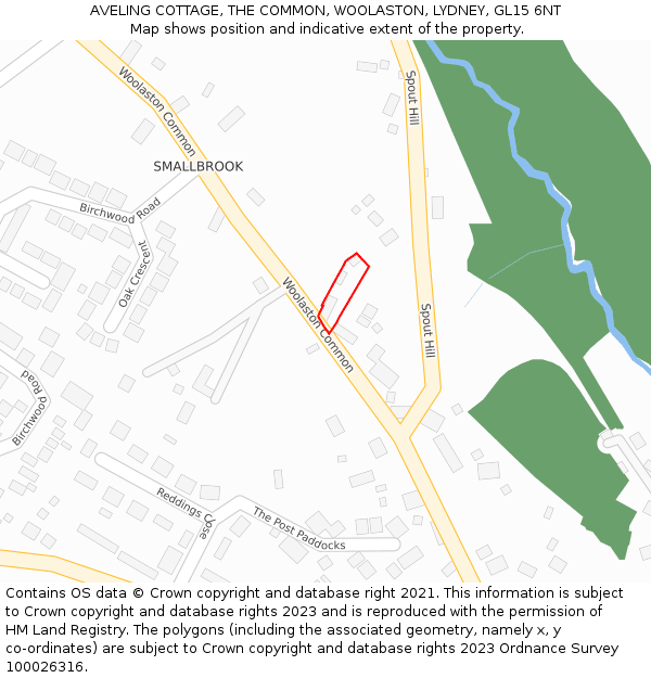 AVELING COTTAGE, THE COMMON, WOOLASTON, LYDNEY, GL15 6NT: Location map and indicative extent of plot