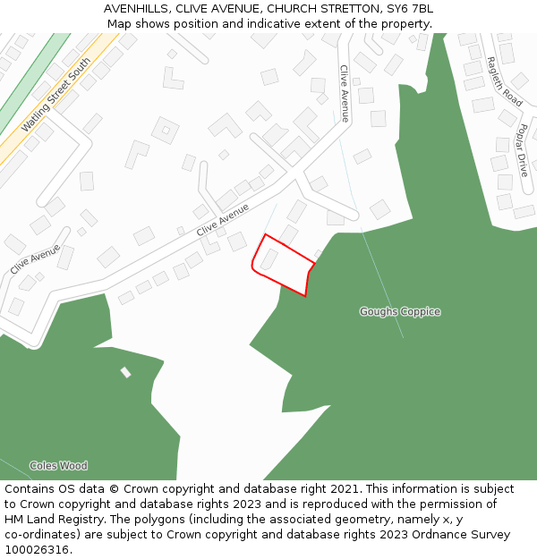 AVENHILLS, CLIVE AVENUE, CHURCH STRETTON, SY6 7BL: Location map and indicative extent of plot