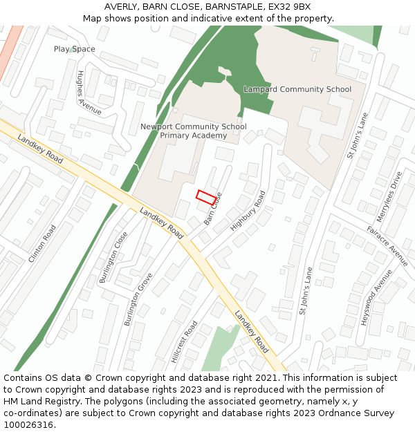 AVERLY, BARN CLOSE, BARNSTAPLE, EX32 9BX: Location map and indicative extent of plot