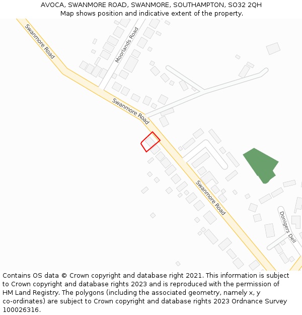 AVOCA, SWANMORE ROAD, SWANMORE, SOUTHAMPTON, SO32 2QH: Location map and indicative extent of plot