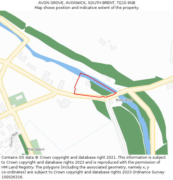 AVON GROVE, AVONWICK, SOUTH BRENT, TQ10 9NB: Location map and indicative extent of plot