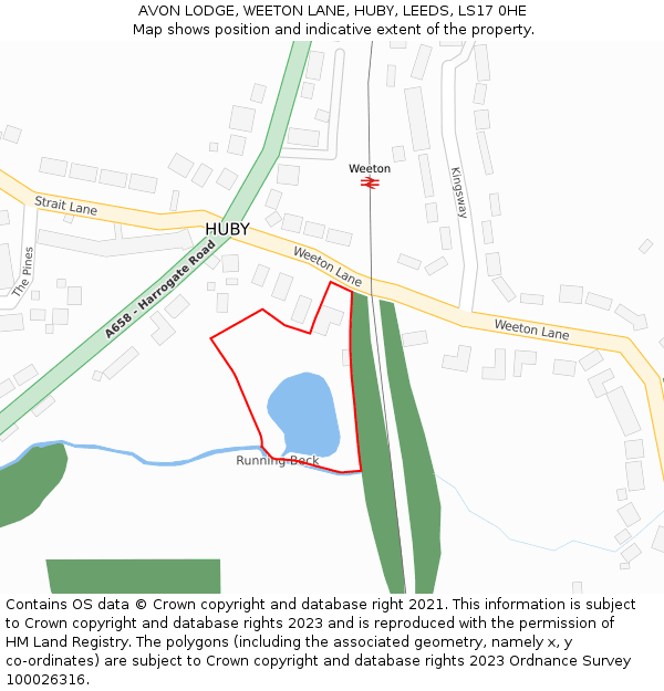 AVON LODGE, WEETON LANE, HUBY, LEEDS, LS17 0HE: Location map and indicative extent of plot