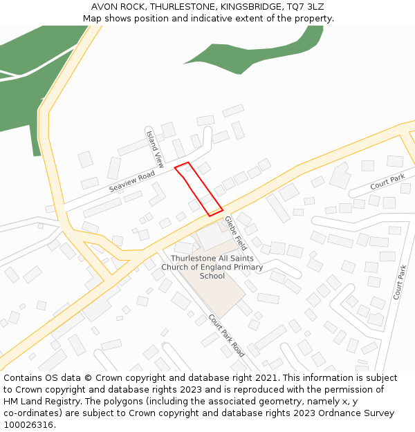 AVON ROCK, THURLESTONE, KINGSBRIDGE, TQ7 3LZ: Location map and indicative extent of plot
