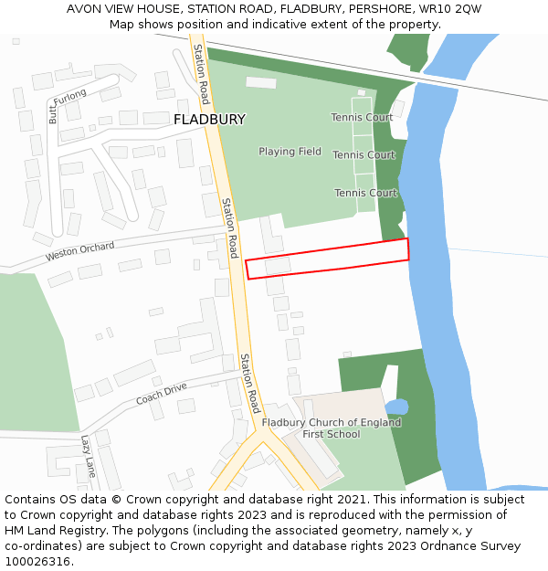 AVON VIEW HOUSE, STATION ROAD, FLADBURY, PERSHORE, WR10 2QW: Location map and indicative extent of plot