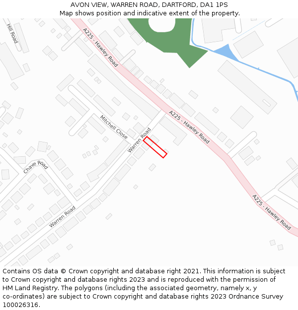 AVON VIEW, WARREN ROAD, DARTFORD, DA1 1PS: Location map and indicative extent of plot