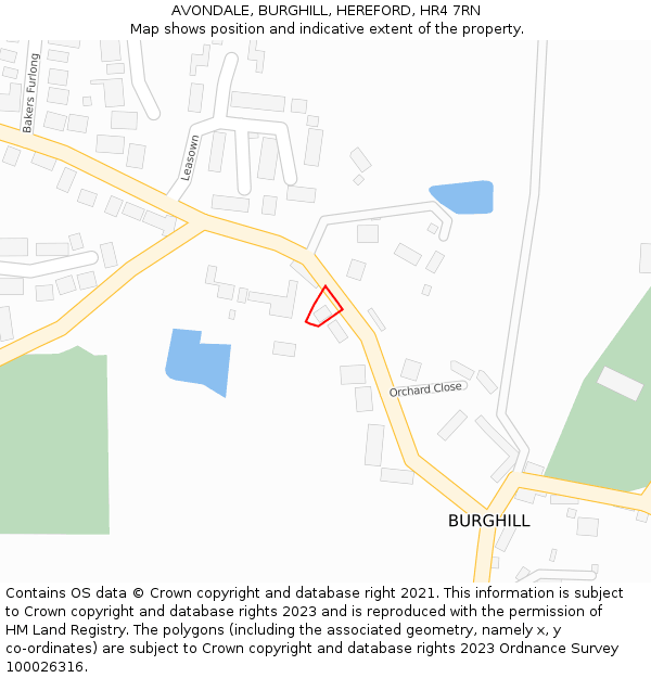 AVONDALE, BURGHILL, HEREFORD, HR4 7RN: Location map and indicative extent of plot