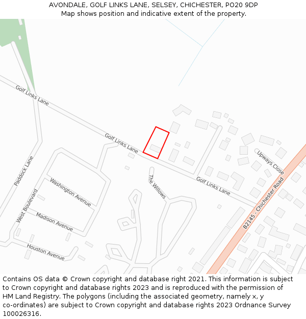 AVONDALE, GOLF LINKS LANE, SELSEY, CHICHESTER, PO20 9DP: Location map and indicative extent of plot