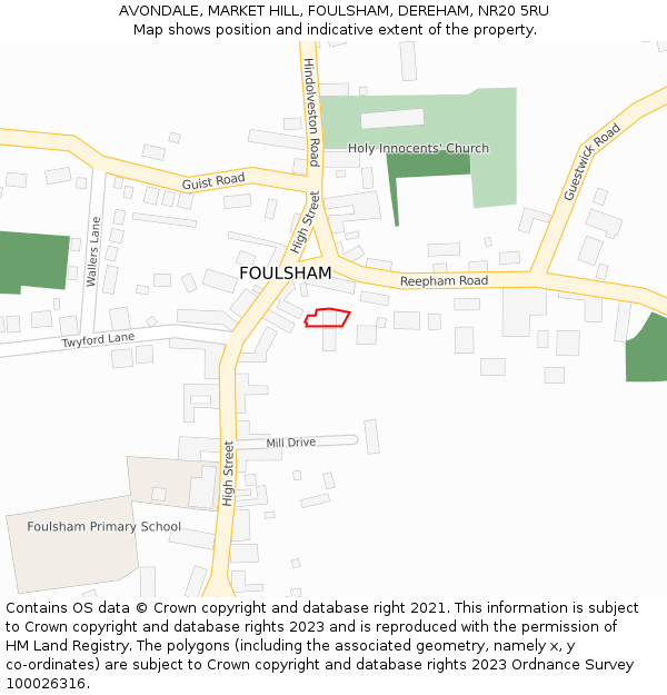 AVONDALE, MARKET HILL, FOULSHAM, DEREHAM, NR20 5RU: Location map and indicative extent of plot