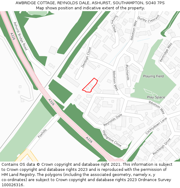 AWBRIDGE COTTAGE, REYNOLDS DALE, ASHURST, SOUTHAMPTON, SO40 7PS: Location map and indicative extent of plot