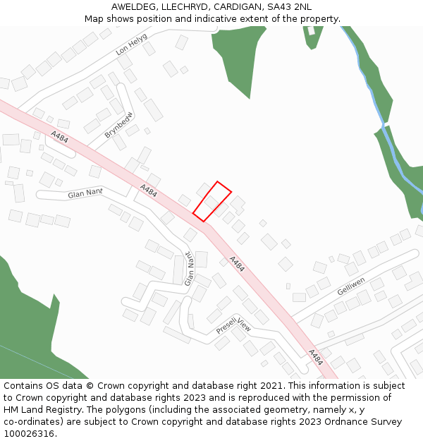 AWELDEG, LLECHRYD, CARDIGAN, SA43 2NL: Location map and indicative extent of plot