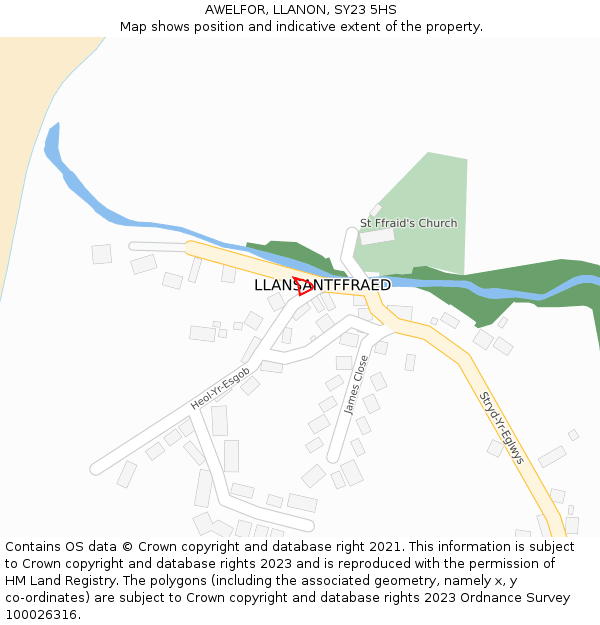 AWELFOR, LLANON, SY23 5HS: Location map and indicative extent of plot