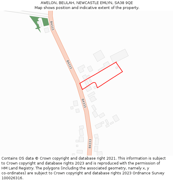 AWELON, BEULAH, NEWCASTLE EMLYN, SA38 9QE: Location map and indicative extent of plot