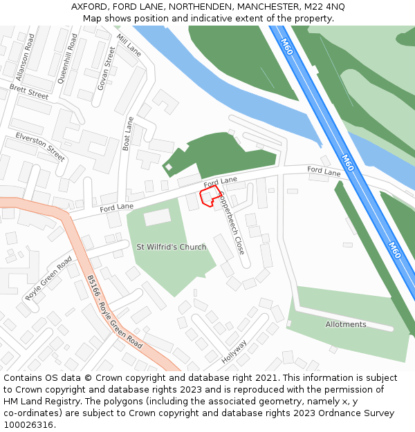 AXFORD, FORD LANE, NORTHENDEN, MANCHESTER, M22 4NQ: Location map and indicative extent of plot
