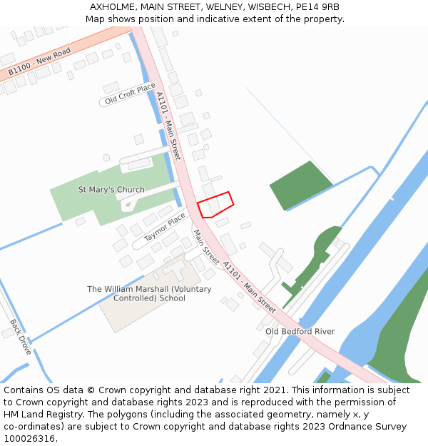 AXHOLME, MAIN STREET, WELNEY, WISBECH, PE14 9RB: Location map and indicative extent of plot