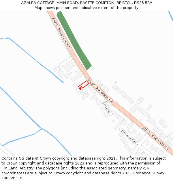 AZALEA COTTAGE, MAIN ROAD, EASTER COMPTON, BRISTOL, BS35 5RA: Location map and indicative extent of plot