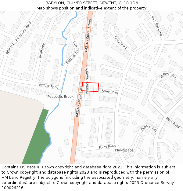 BABYLON, CULVER STREET, NEWENT, GL18 1DA: Location map and indicative extent of plot