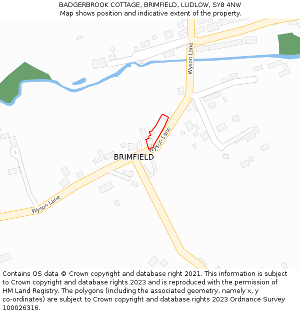 BADGERBROOK COTTAGE, BRIMFIELD, LUDLOW, SY8 4NW: Location map and indicative extent of plot
