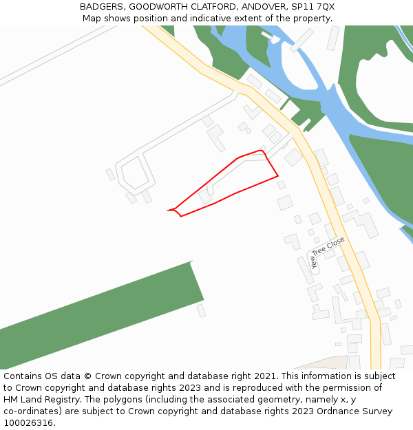 BADGERS, GOODWORTH CLATFORD, ANDOVER, SP11 7QX: Location map and indicative extent of plot