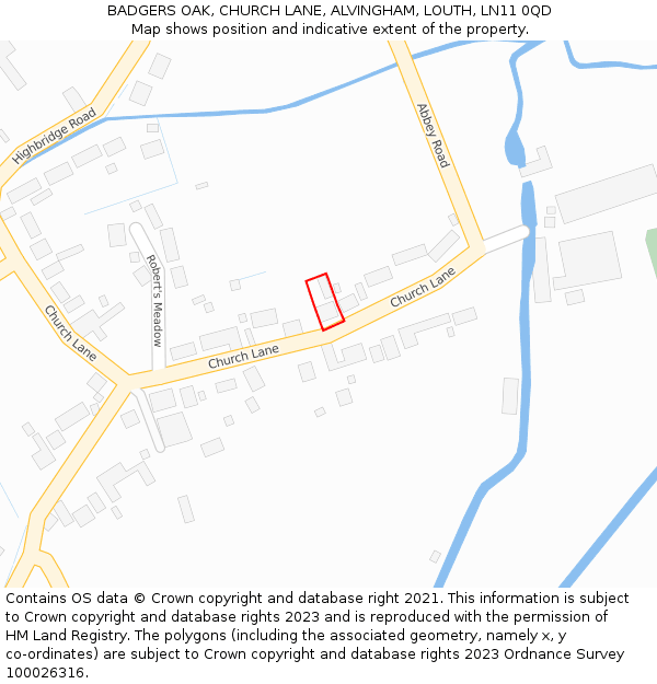 BADGERS OAK, CHURCH LANE, ALVINGHAM, LOUTH, LN11 0QD: Location map and indicative extent of plot