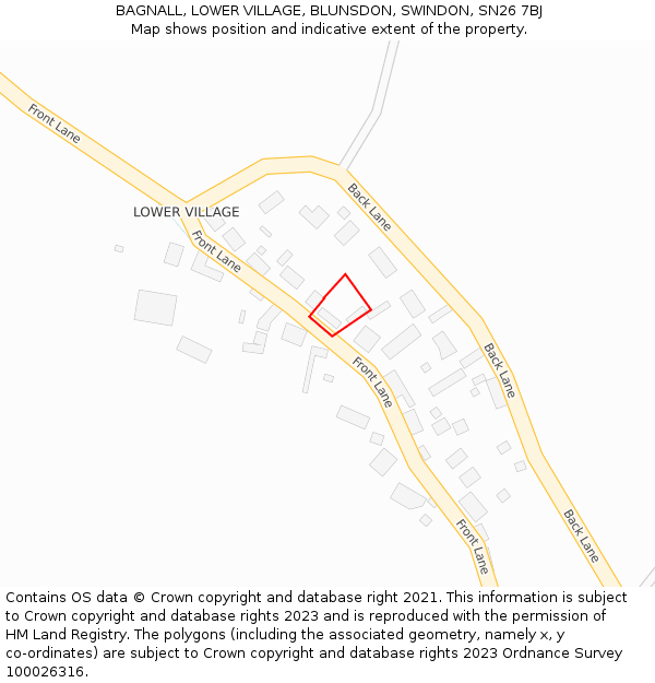 BAGNALL, LOWER VILLAGE, BLUNSDON, SWINDON, SN26 7BJ: Location map and indicative extent of plot