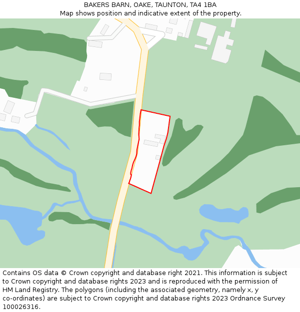 BAKERS BARN, OAKE, TAUNTON, TA4 1BA: Location map and indicative extent of plot