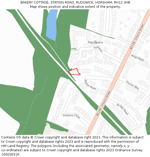 BAKERY COTTAGE, STATION ROAD, RUDGWICK, HORSHAM, RH12 3HB: Location map and indicative extent of plot