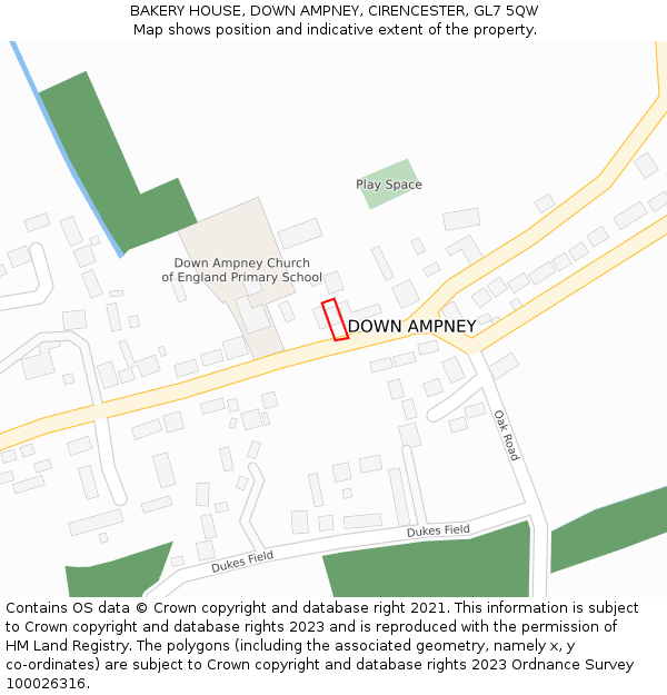 BAKERY HOUSE, DOWN AMPNEY, CIRENCESTER, GL7 5QW: Location map and indicative extent of plot