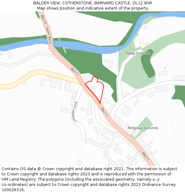 BALDER VIEW, COTHERSTONE, BARNARD CASTLE, DL12 9NR: Location map and indicative extent of plot