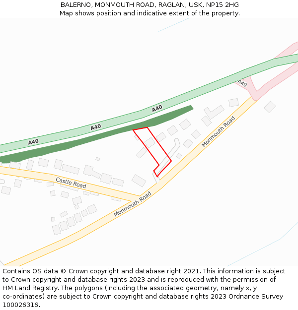 BALERNO, MONMOUTH ROAD, RAGLAN, USK, NP15 2HG: Location map and indicative extent of plot