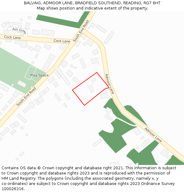 BALVAIG, ADMOOR LANE, BRADFIELD SOUTHEND, READING, RG7 6HT: Location map and indicative extent of plot