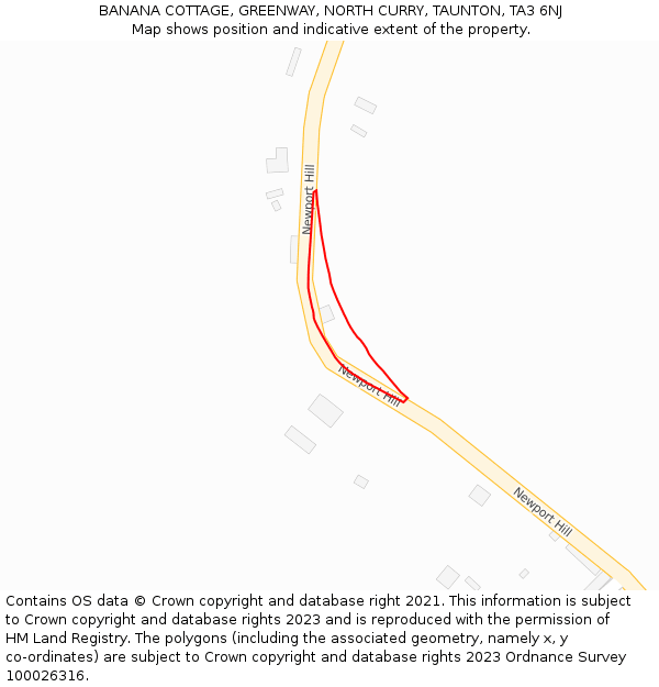 BANANA COTTAGE, GREENWAY, NORTH CURRY, TAUNTON, TA3 6NJ: Location map and indicative extent of plot