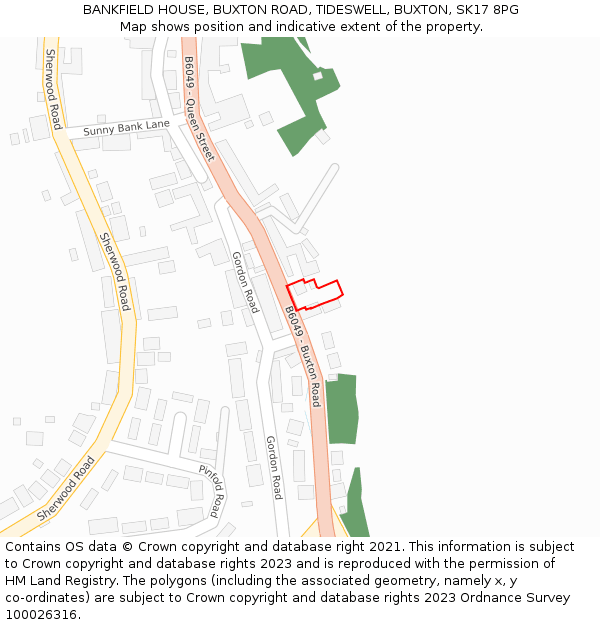 BANKFIELD HOUSE, BUXTON ROAD, TIDESWELL, BUXTON, SK17 8PG: Location map and indicative extent of plot