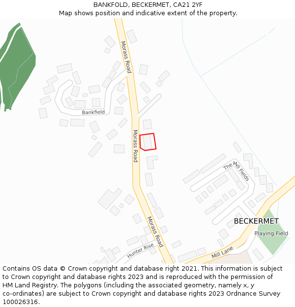 BANKFOLD, BECKERMET, CA21 2YF: Location map and indicative extent of plot