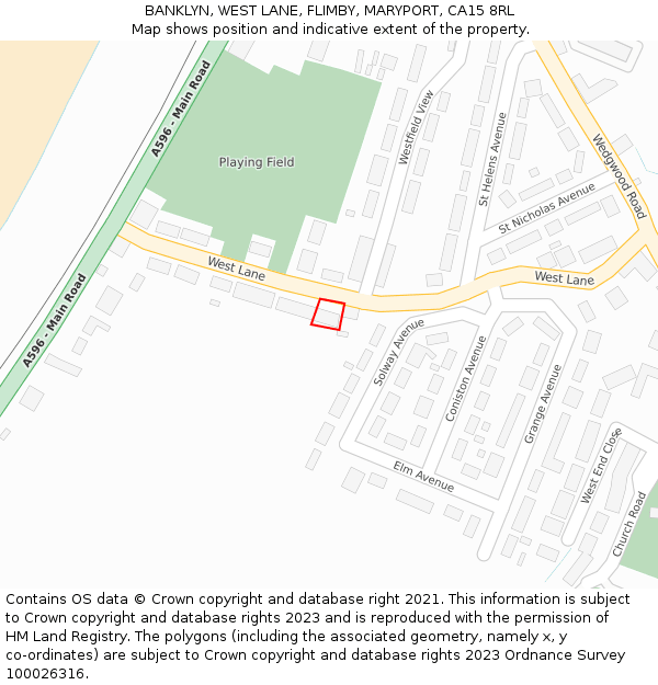 BANKLYN, WEST LANE, FLIMBY, MARYPORT, CA15 8RL: Location map and indicative extent of plot