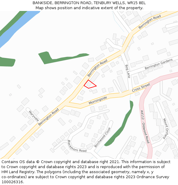BANKSIDE, BERRINGTON ROAD, TENBURY WELLS, WR15 8EL: Location map and indicative extent of plot
