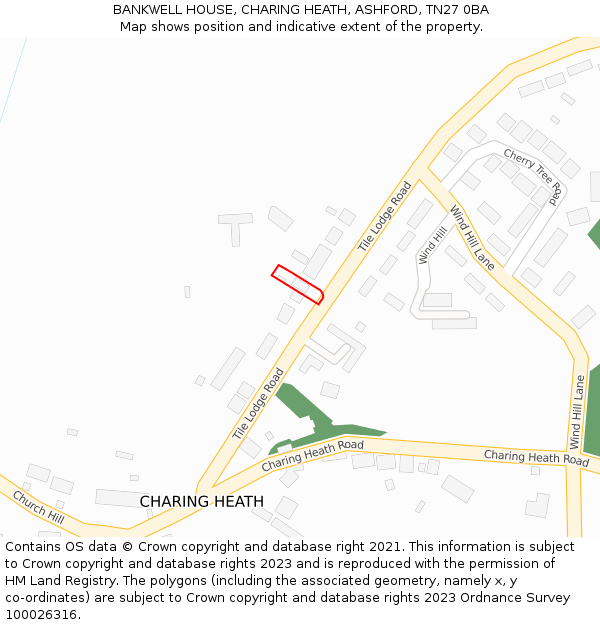 BANKWELL HOUSE, CHARING HEATH, ASHFORD, TN27 0BA: Location map and indicative extent of plot